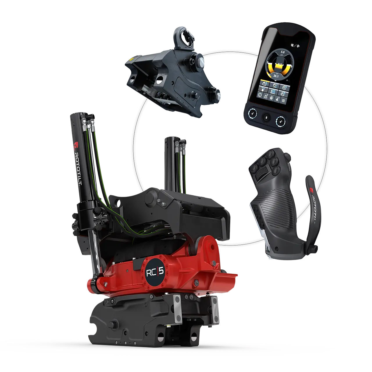 Rototilt RC tiltrotatorius ir Rototilt Control valdymo sistema